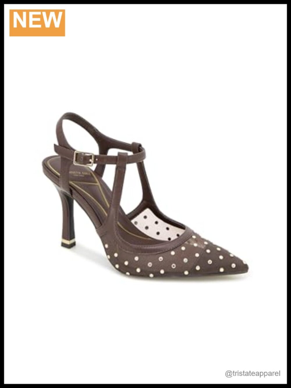 Women's Caged Ankle Strap Stiletto Pump Closed Toe Buckle Mesh
